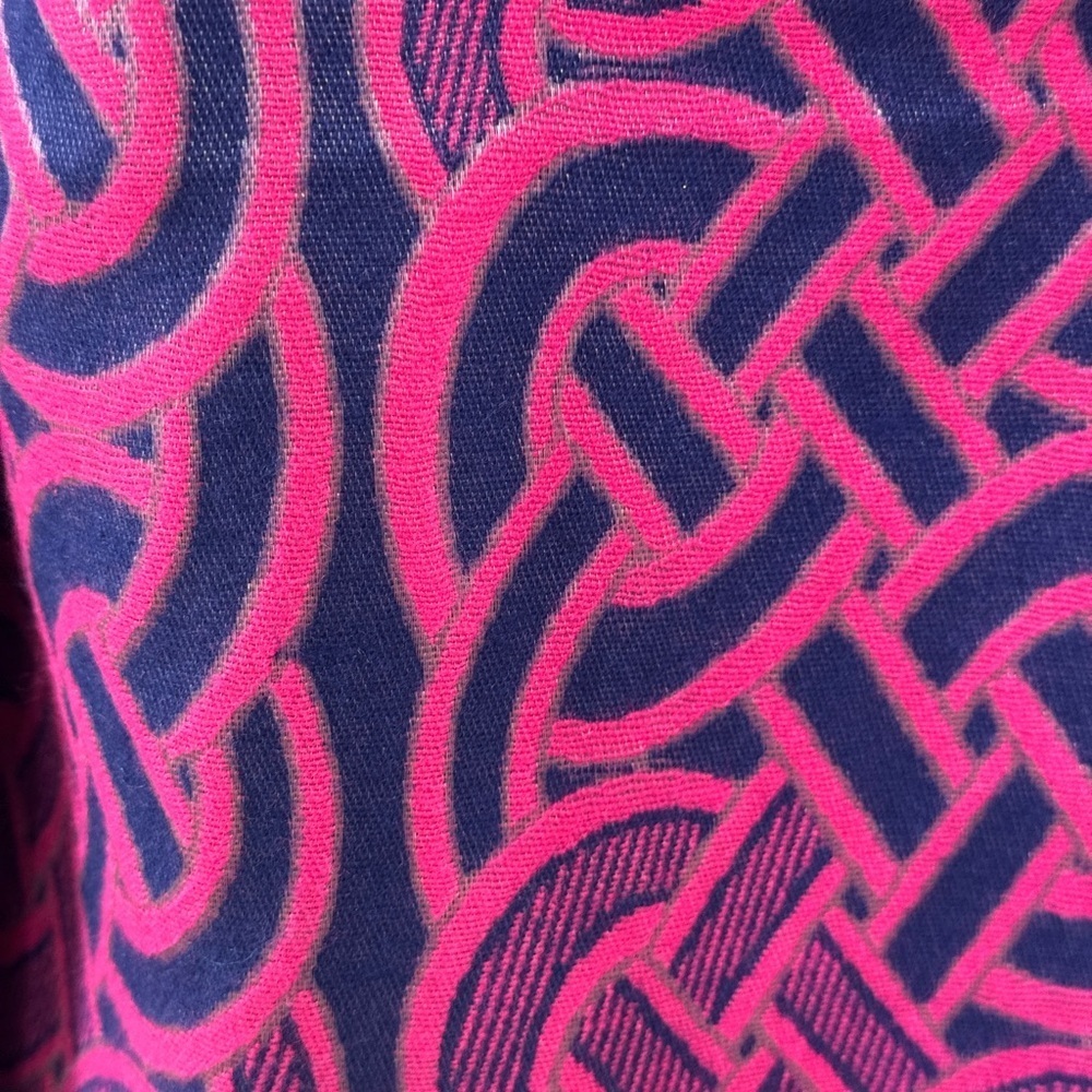 Clan Artisan fuschia and Navy Patterned Scarf - Picture 3 of 8